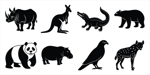 Wild animals silhouette set. Animals vector illustration
