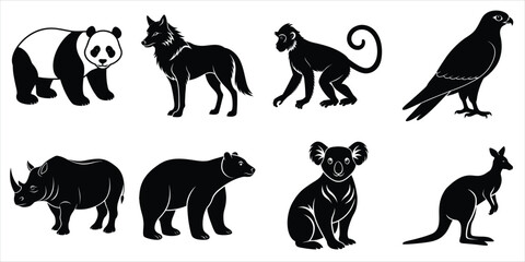 Wild animals silhouette set. Animals vector illustration