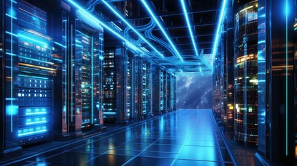 server room, data cloud storage, big databases center