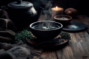 Bone Broth in a Rustic Bowl