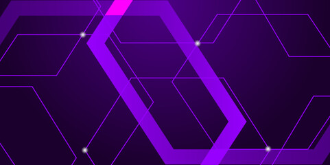 Abstract background with overlapping hexagons on a dark purple background. digital graphics technology concept.