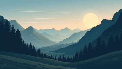 Obraz premium Majestic Mountain Range Sunrise Landscape Scene