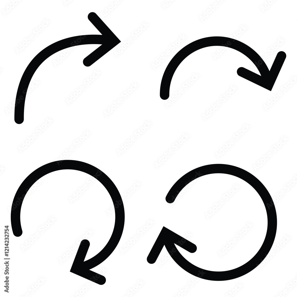 Poster 360 degrees arrow, rotate around set icon. black arrows set. curved arrows. rotate cycle, circular m
