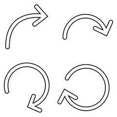 360 degrees arrow, rotate around set icon. Black arrows set. Curved arrows.  Rotate cycle, circular moving symbol. Arrow sign. 360 degree line icon set in flat style. vector illustration. 