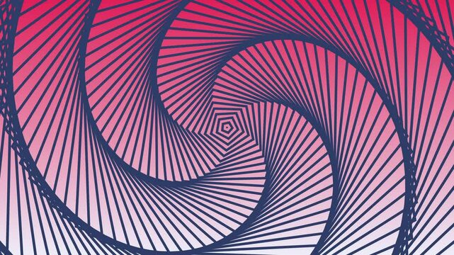 The reddish white background is a 3D animated blackish pentagonal line that rotates over and over again changing colors.
