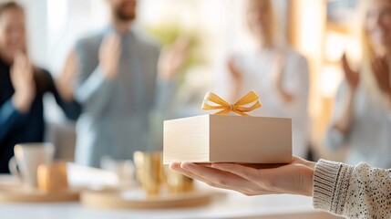 Community Manager Appreciation Day Concept. Celebration with Gift Box and Happy Friends Gathering