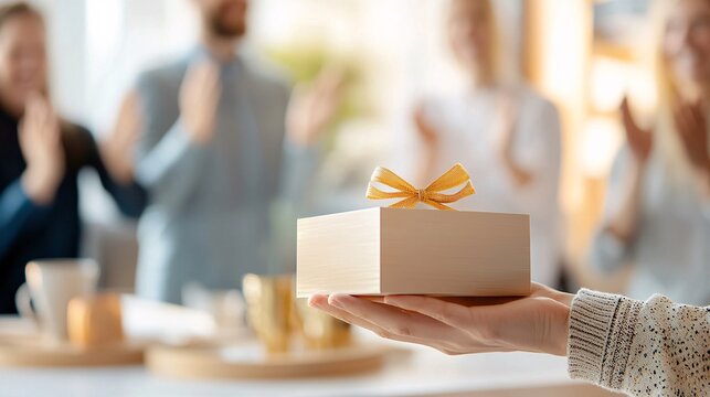 Community Manager Appreciation Day Concept. Celebration with Gift Box and Happy Friends Gathering - Powered by Adobe