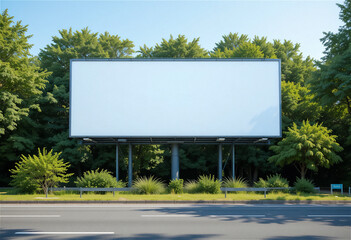 도로 옆 대형 광고판 옥외광고 목업