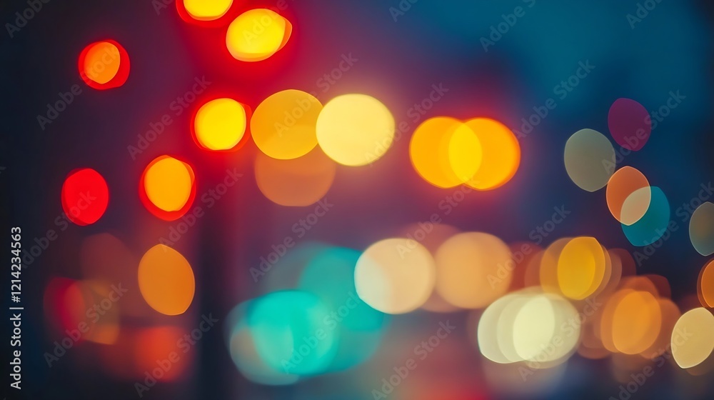 Poster Vibrant Abstract Bokeh Background with Colorful Out of Focus Lights Creating a Warm Atmospheric Effect : Generative AI
