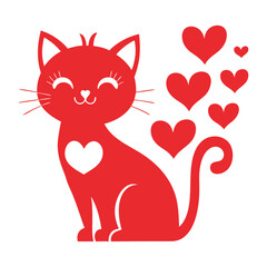 Cat silhouette isolated flat vector illustration on white background