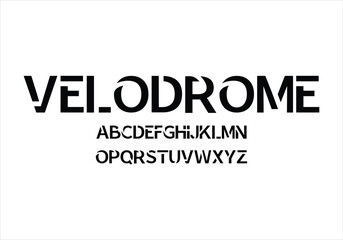 Velodrome font for logo and headline. Isolated vector typeset