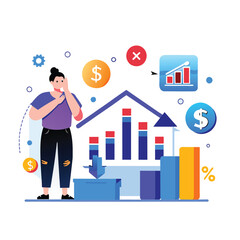 Businessman Contemplating Declining Financial Graph