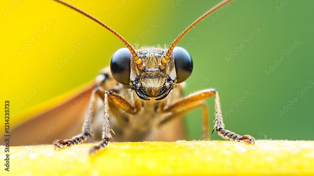 Poster Closeup of an Inquisitive Moth on Natural Colorful Background : Generative AI