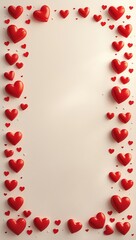 Generative AI. Valentine background with heart on the side corner . vertical