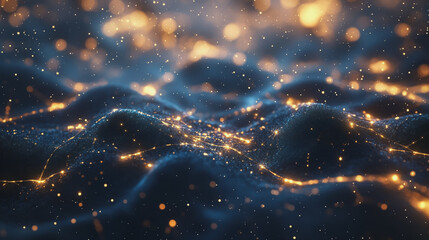 Fototapeta premium Abstract digital background electromagnetic wave background Innovation digital wave, information technology background and green luxury background with golden line decoration and curve light ef