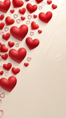 Generative AI. Valentine background with heart on the side corner . vertical