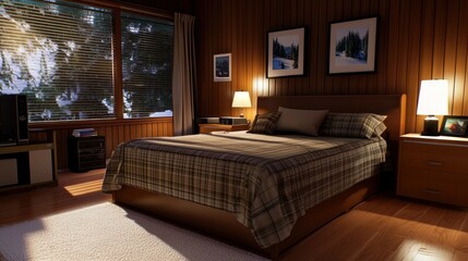 Cozy Cabin Bedroom in Winter