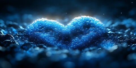 Glowing blue orbs on dark surface.