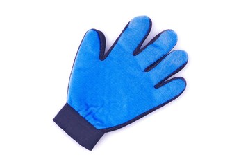 Pet grooming glove isolated on white background. 