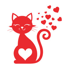 Cat silhouette isolated flat vector illustration on white background