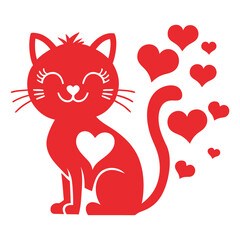 Cat silhouette isolated flat vector illustration on white background