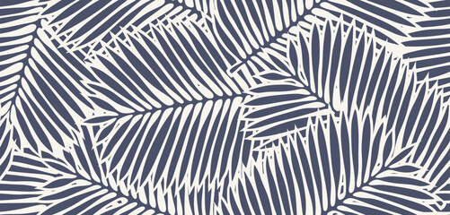 Tropical palm leaves seamless pattern. black abstract leaf tropical pattern background. floral pattern. leaves pattern.