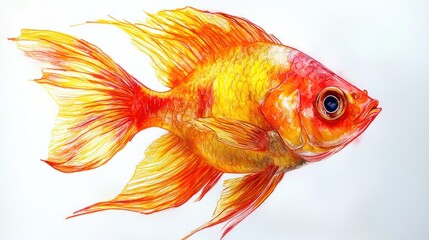 Vibrant Goldfish Watercolor Illustration: An Artistic Rendering of Aquatic Life