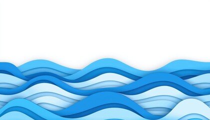 Fototapeta premium Minimalist blue gradient ocean waves forming smooth horizontal lines blending seamlessly into a bright serene sky abstract seascape design futuristic and tranquil