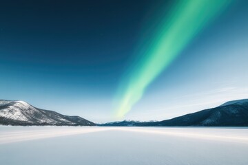 commercial photography for advertising campaign showcasing vibrant aurora borealis over snow-covered landscape with