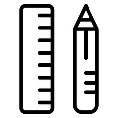 Pencil and Ruler Vector Design Icon Style