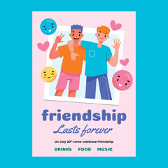 Hand drawn Friendship day poster template