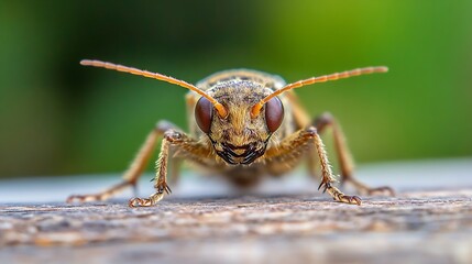 Fototapeta premium Macro Shot of Insect with Antennae and Large Eyes in Vibrant Natural Habitat : Generative AI