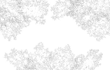 Frame with copy space, contour of deciduous branches of trees. Vector illustration