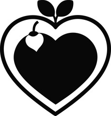 apple and heart on white background