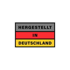 Vector icon featuring the German flag and Hergestellt in Deutschland text