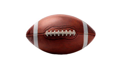 A close-up view of an isolated American football on a white background, showcasing its details and texture, perfect for sports-related projects and materials.