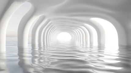 Abstract White Tunnel Reflecting in Calm Water