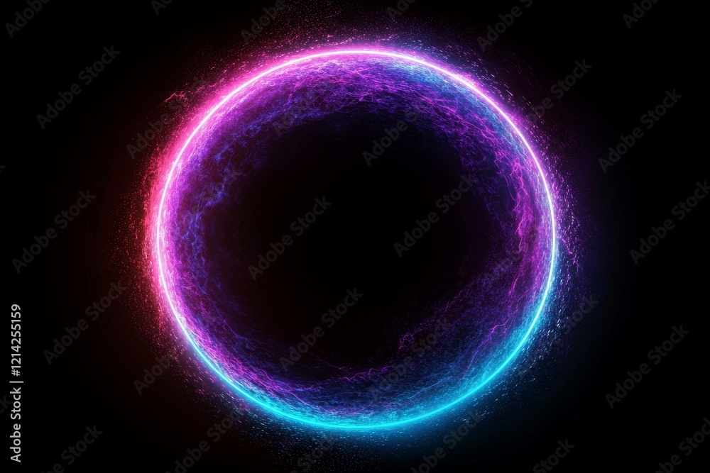 Poster creative digital tech circle on a dark background, illustrating big data and technology concepts in 