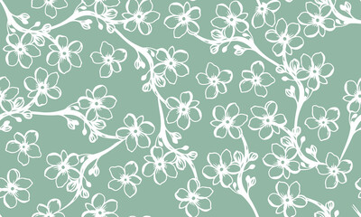 Floral Vector Pattern Background. Simple Flowers Seamless Pattern. Botanical Pattern Background for Fabric, Textile, Surface Design.