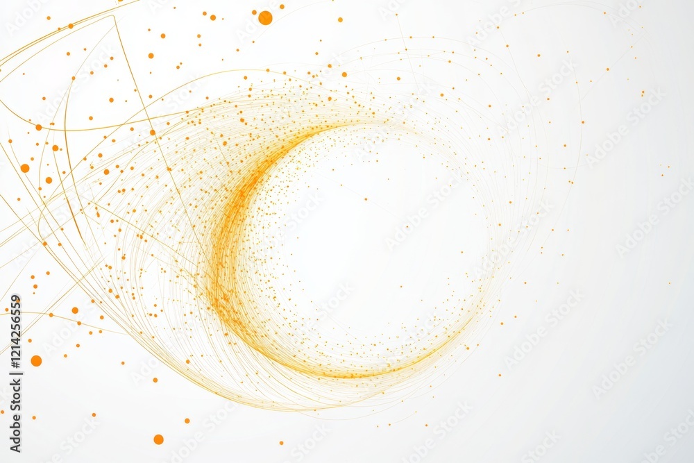 Poster a circular abstract pattern with colorful particles, isolated on a white background, symbolizing cle