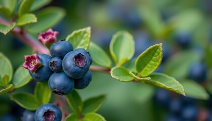 Ripe Blueberries Growing On A Green Bush