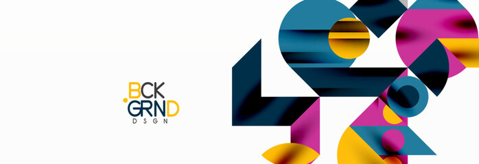 Trendy colorful circles, lines, arrows, triangles and other geometric shapes. Vector Illustration For Wallpaper, Banner, Background, Card, Book Illustration, landing page