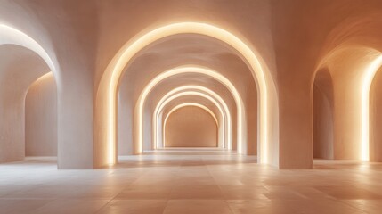 Illuminated Archway Corridor Interior Design