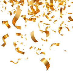 Falling Gold Streamers 3d cartoon style illustration