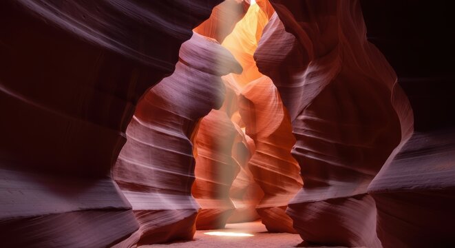 Sunlight illuminating the curves of antelope canyon in arizona desert