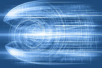 Obraz premium Abstract blue technology background with glowing lines and circles.