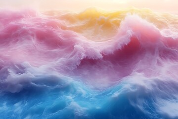 Pastel-colored waves, dreamy ocean.