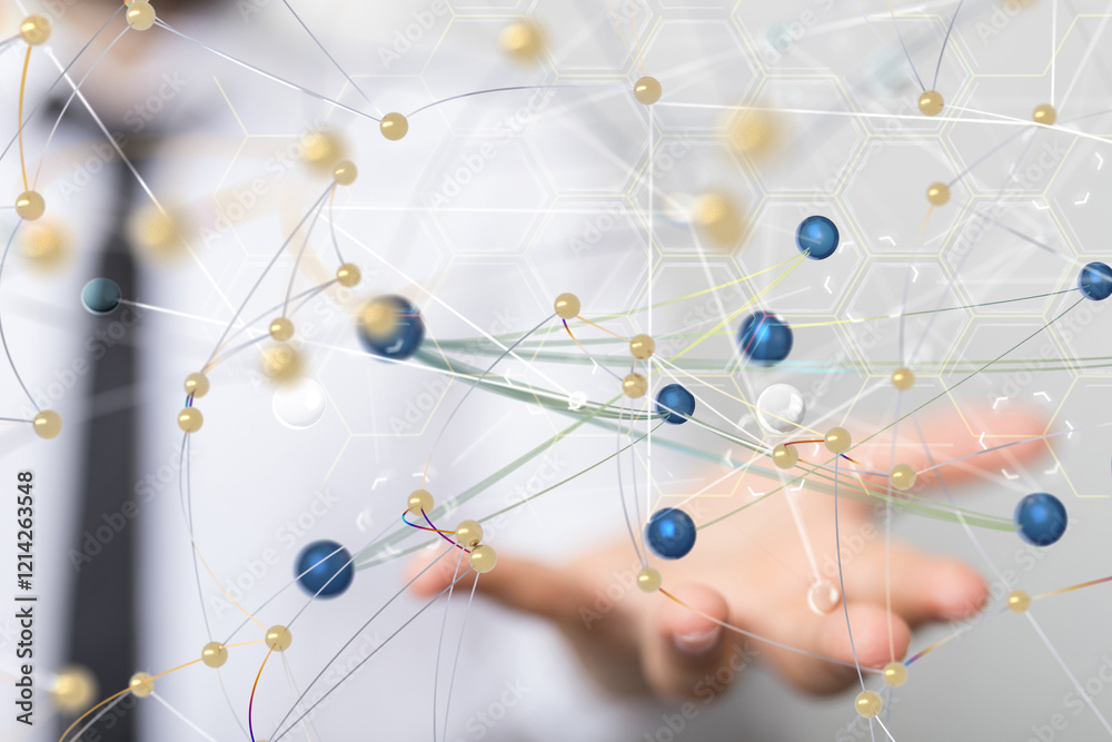 Poster conference Digital Network and data concept 3d