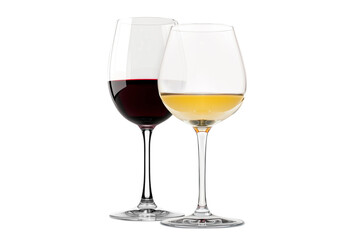 Naklejka premium Set of red and white wine glasses isolated on white background. Rose wine splashing in glassware.