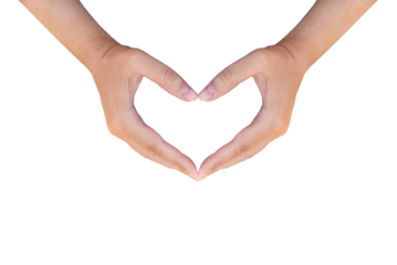 hands making a heart shape on isolated on transparent background, png